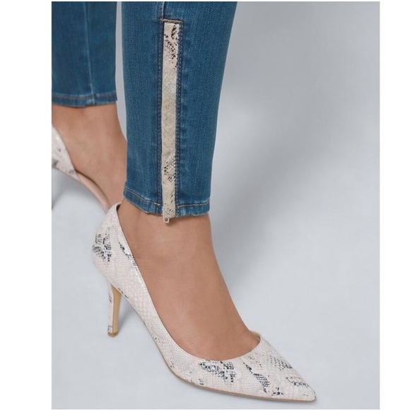 White House WHBM Skinny Ankle Jeans Women 14 Snakesin Trimmed Skinny Ankle Denim - Picture 3 of 13